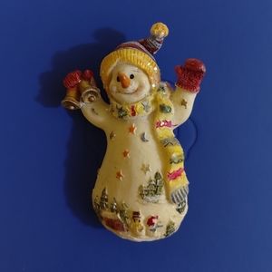 Happy Dancing Snowman Brooch With Bells